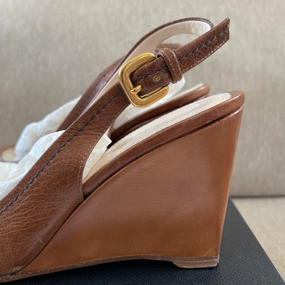 Prada Palissandro Vit Shine Leather Wedge - Picture 2 of 5